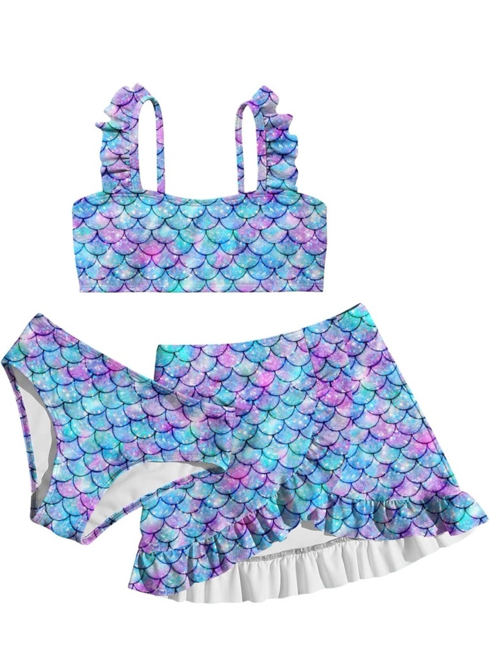 Girls Mermaid Two Piece Swimsuit With Matching Skirt Size 6T